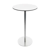 la palma - table de bistrot rond brio h110cm - blanc/dessus de la table hpl/h x ø 110x60cm/châssis chromé mat
